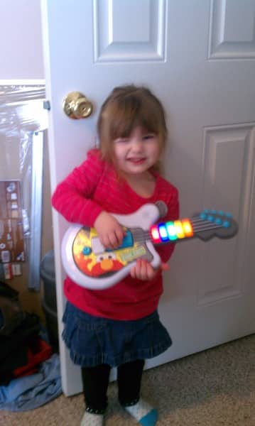 My daughter, Violet (age 3), decided that it was time for me to take a break, so she threw me a short rock concert!