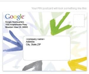 Google Plus Verification postcard