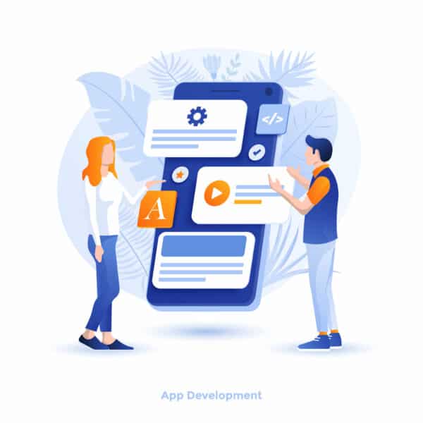 Modern flat design illustration of App development. Can be used for website and mobile website or Landing page. Easy to edit and customize. Vector illustration