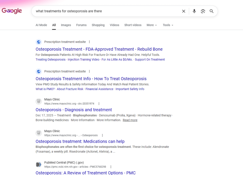 Google Search Results - BEFORE the May 2026 update