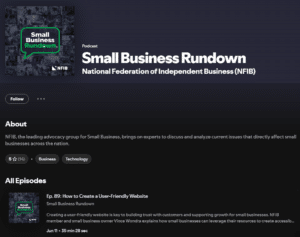 Vincent Wondra, Founder of BBS, featured on the NFIB Podcast, Episode 89 on How to Create a User Friendly Website