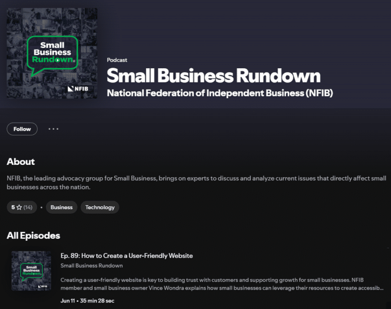 Vincent Wondra, Founder of BBS, featured on the NFIB Podcast, Episode 89 on How to Create a User Friendly Website