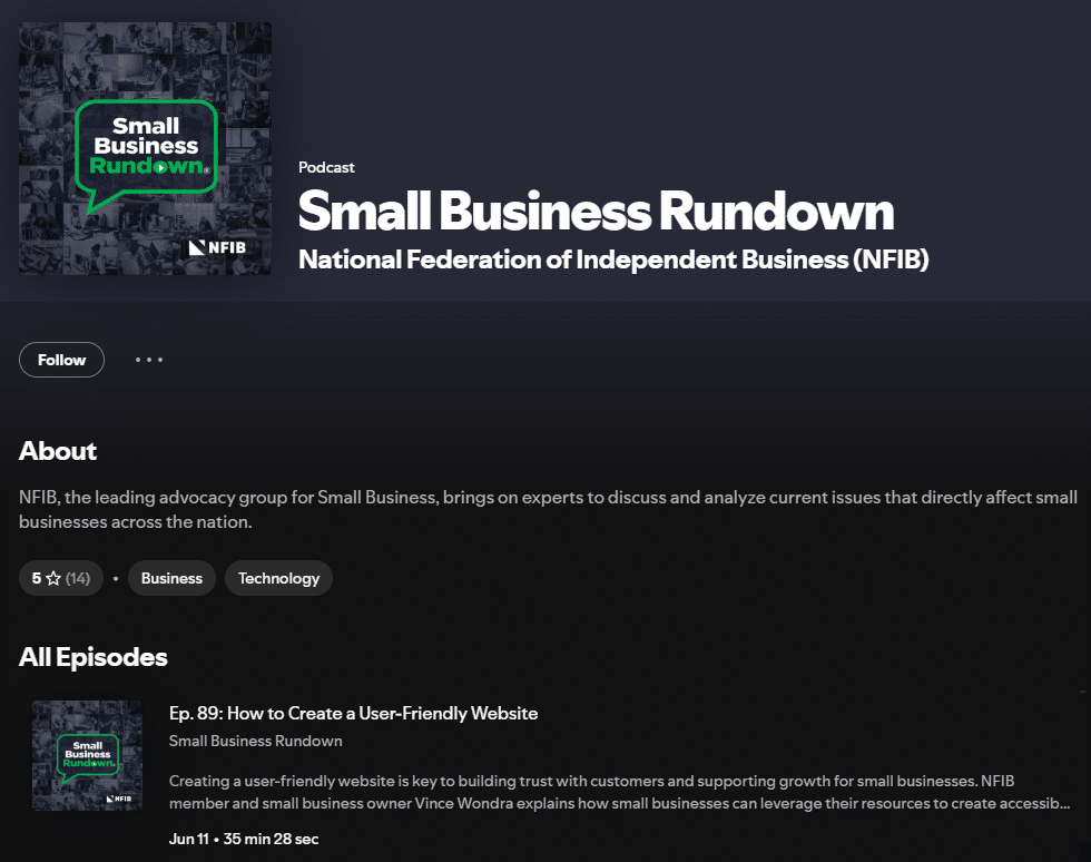 Vincent Wondra, Founder of BBS, featured on the NFIB Podcast, Episode 89 on How to Create a User Friendly Website